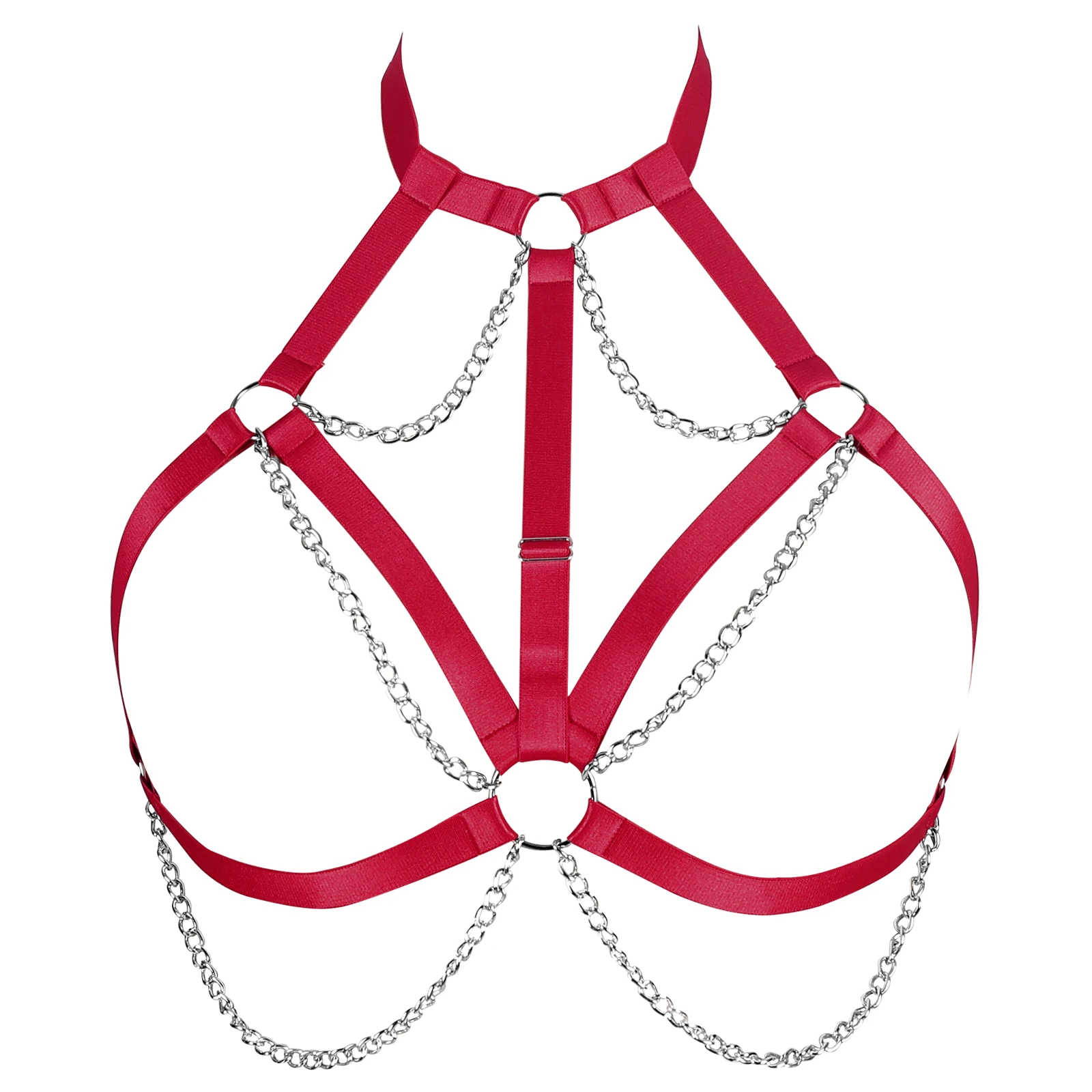 

Festival Fetish Bondage Chain Harness Gothic Rave Burlesque Harajuku Bralette Cage Bra Corset Harness Body Adjustable Harness