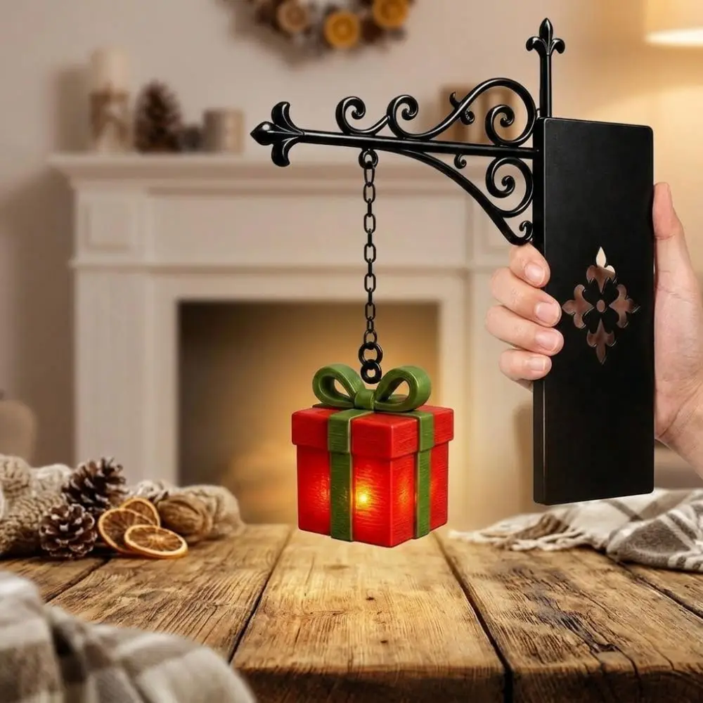 Vintage Christmas Bookshelf Lamp Iron Bracket Warm LED Light Santa Claus Hanging Lamp Xmas Themed Christmas Tree