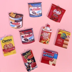 9pcs/set 2D food coated with glossy oil, snacks, potato chips, cookies, cute acrylic accessories