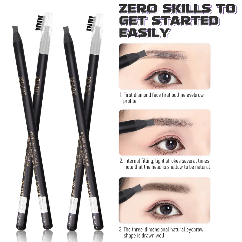 Black Eyebrow Pencil Microblading Stencil Tearing Eyebrow Enhancer Waterproof Long Lasting Makeup Sweatproof Eye Eyebrow Penci