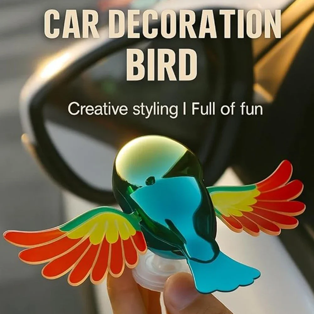 Decoración colorida del coche del pájaro de la ala batiente activada por el viento, adorno exterior del coche de la novedad, linda decoración de la vespa eléctrica