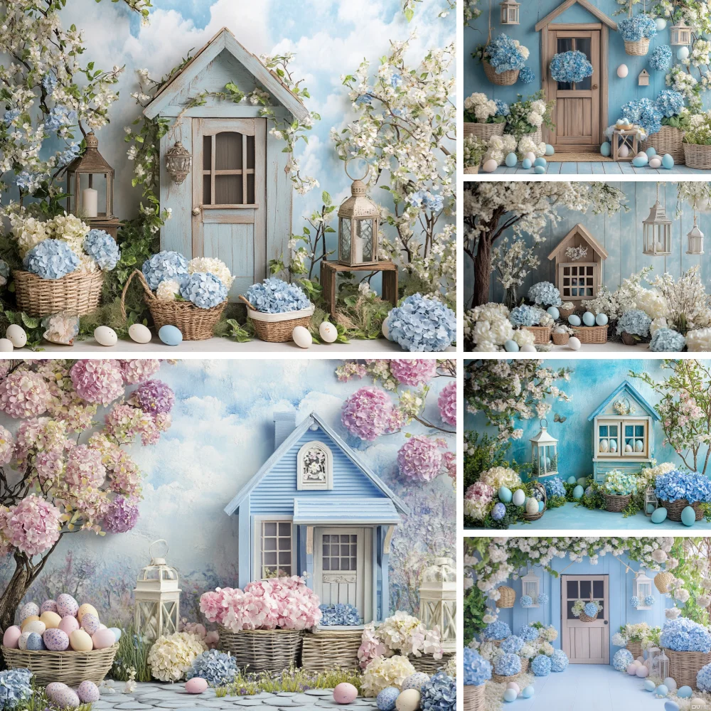 

Easter Boho Wooden House Background Custom Spring Flowers Rabbit Kids Birthday Party Decor Banner Portrait Photography Backdrops