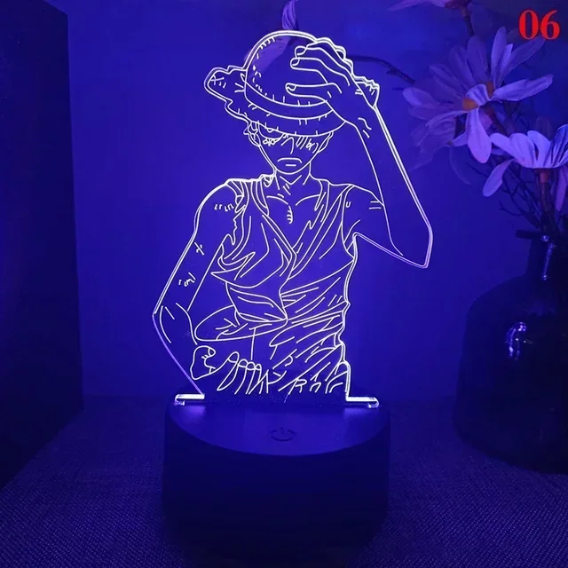 XOne Piece Luffy 3D Lamp RGB LED Night Lights Toys Roronoa Zoro Anime Lamp Kids Bedroom Table Lamp Home Lampara Manga Gift Toys