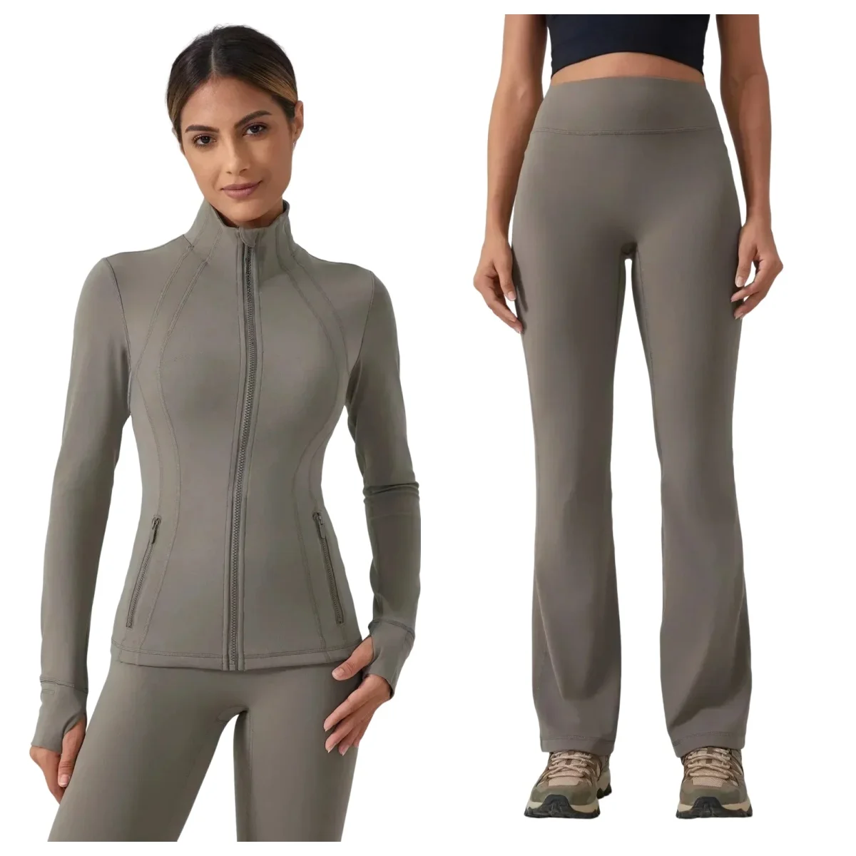 

Lemon Women Defines Jacket Groove High Waist Flared Pants Nylon Stretch Zipper Running Yoga Long-sleeved Top Jacket Outerwear