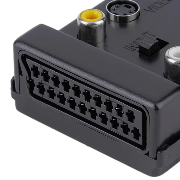 Konverter adaptor Audio 3 RCA Video Pria Wanita, Scart dapat diganti terbaru