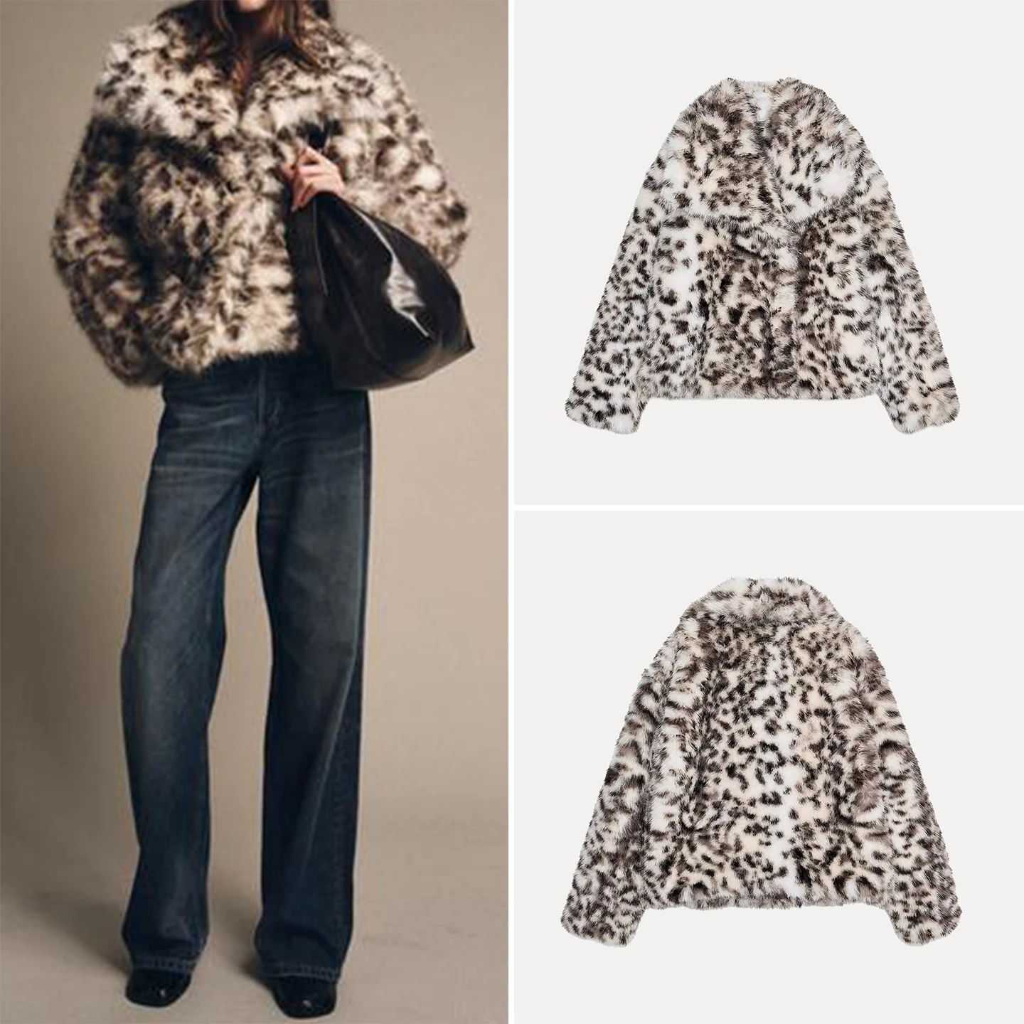 

Faionable Animal Print Faux Fur Jaet Women's Autumn New Sle Commute Loose Fit Long Sve Regular Length Outerwear