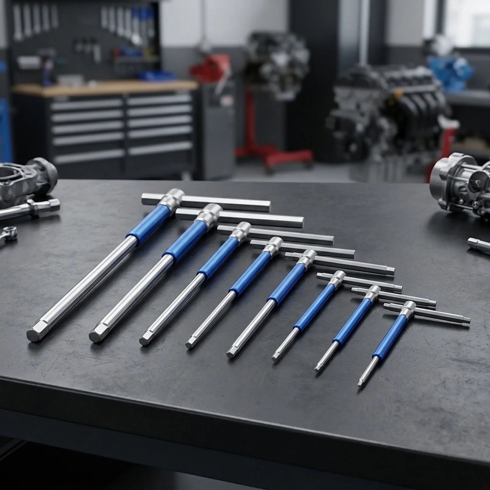 8 Piece Wrench Set for TL Type Screws Featuring Slide Bar for Grip for Improved Torque and Control in Tight or Awkward Spaces