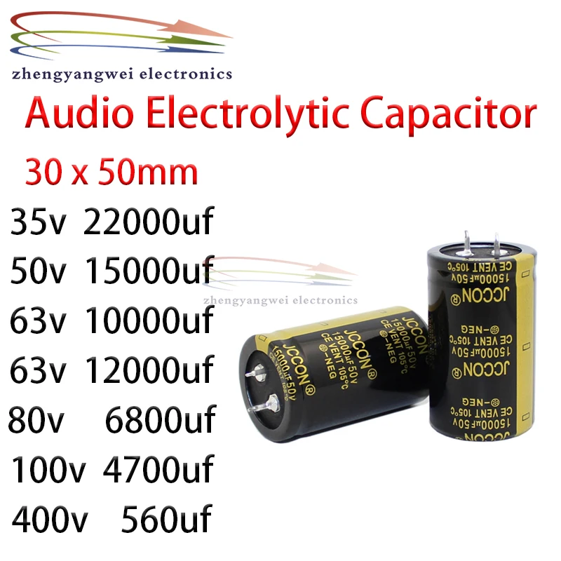 30x50mm 2pcs 35v 22000uf 50v 15000uf 63v 10000uf 63v 12000uf 80v 6800uf 100v 4700uf 400v 560uf Audio Electrolytic Capacitor