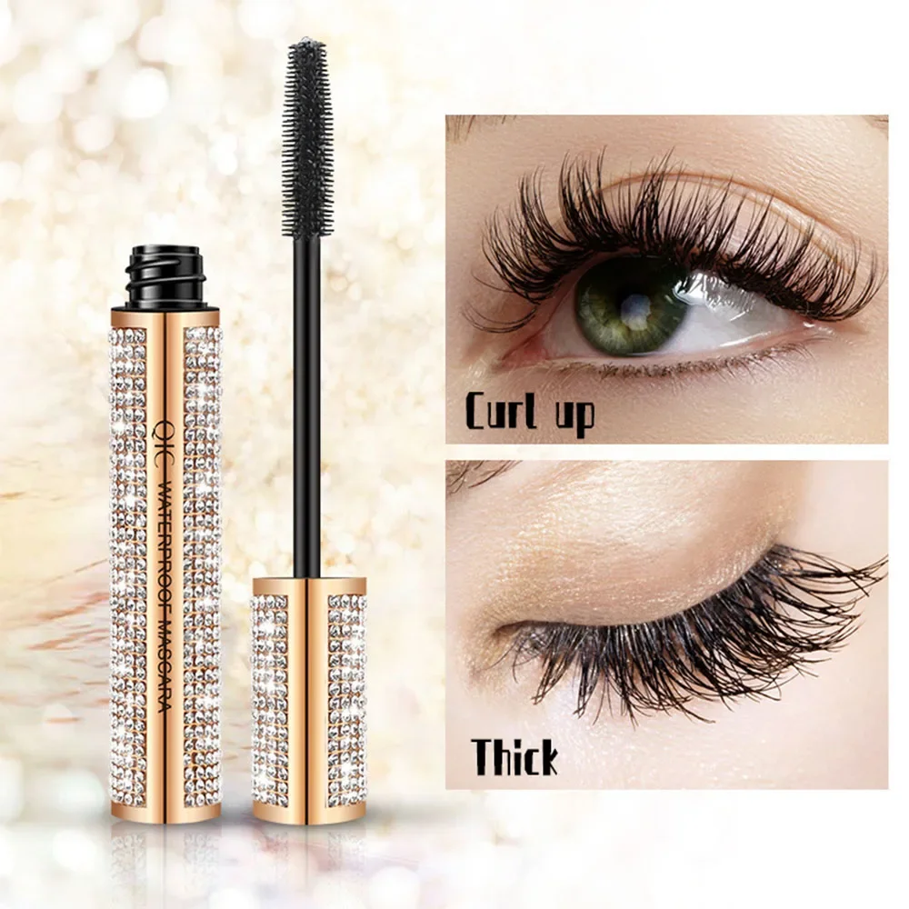 QIC-Mascara imperméable Diamond InjFiber, noir optique, extensions de cils