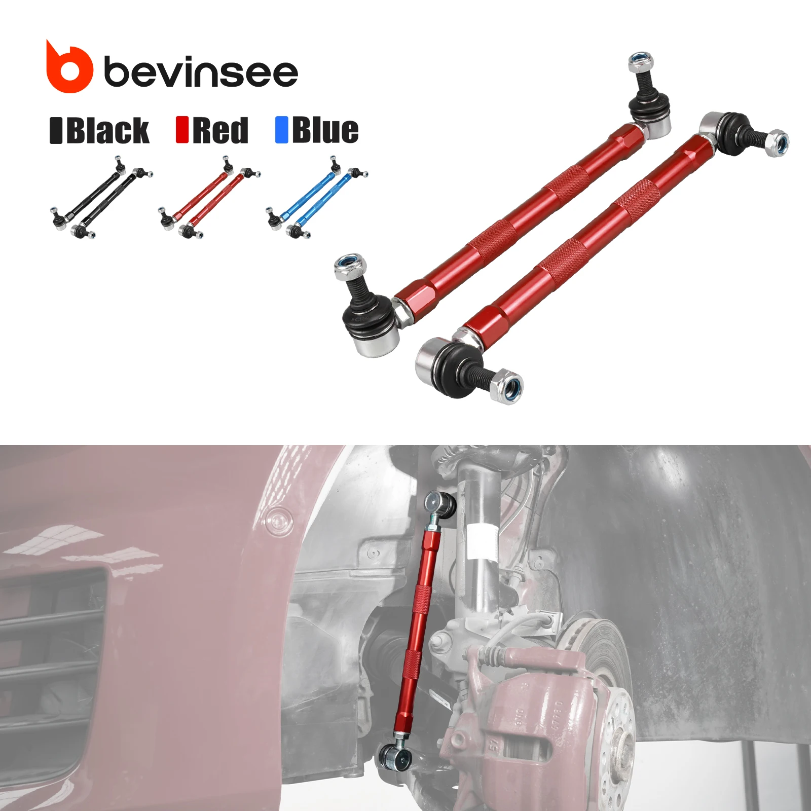 

BEVINSEE Adjustable Front Sway Bar End Link for VW Golf 7 for Golf MK5 MK6 MK7 for Jetta/GLI, for Audi A3 S3 8V,TT MK2 8J