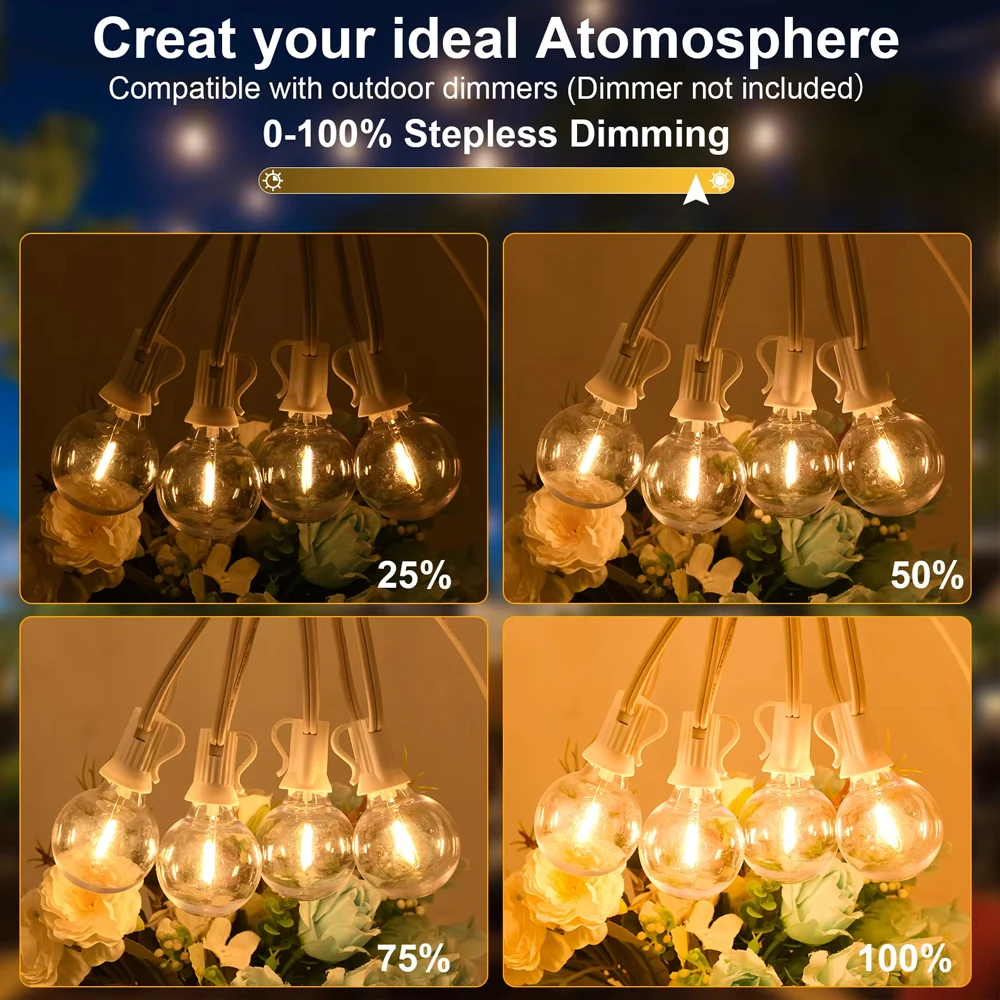 Outdoor G40 String Lights 220V LED Patio Hanging Lights 30M 15M Festoon Lamp Connectable Wedding Garden Party Light String Decor