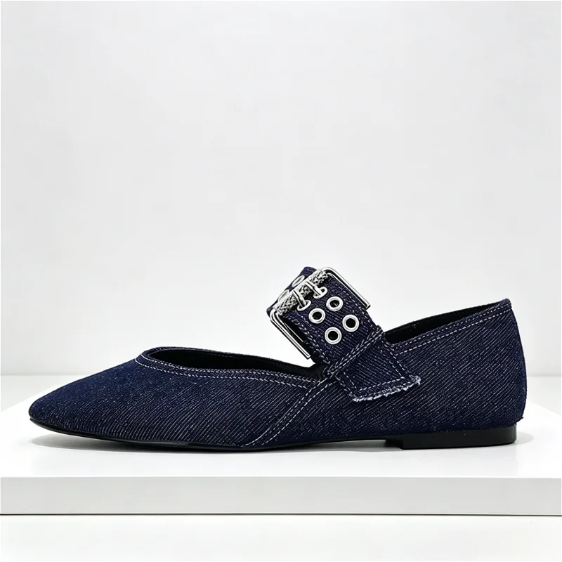 Denim Blue Flat Ballet Flats W - Ethnic Fashion Design review and price