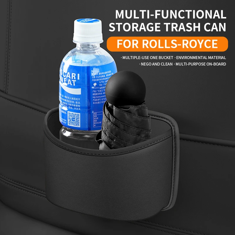 Multifunctional Car Trash Bin Storage Organizer Box For Rolls-Royce Cullinan Phantom Ghost Wraith Dawn Built-in storage pocket