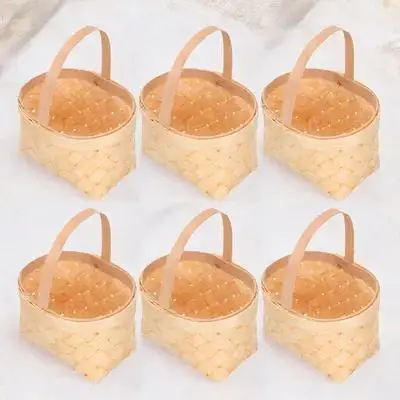 

6pcs Wooden Basket 6 5x4 5x3 5 Handheld Candy Storage Small Candy Baskets Woven Baskets for Party Treats DIY Decor