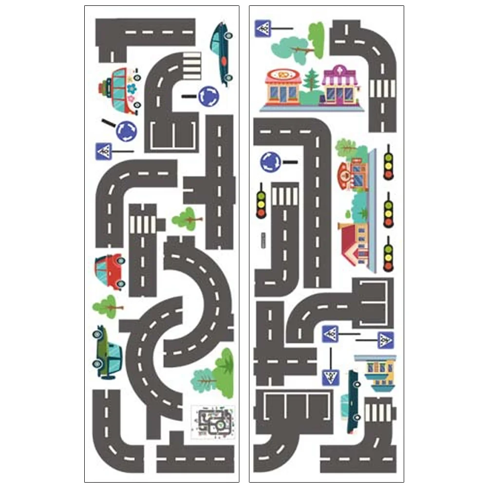 

2 Sheets Car Track Stickers Decals Ornament Table for Kids Cars Rv Wallpaper Room Children Walls Decor Removable Baby