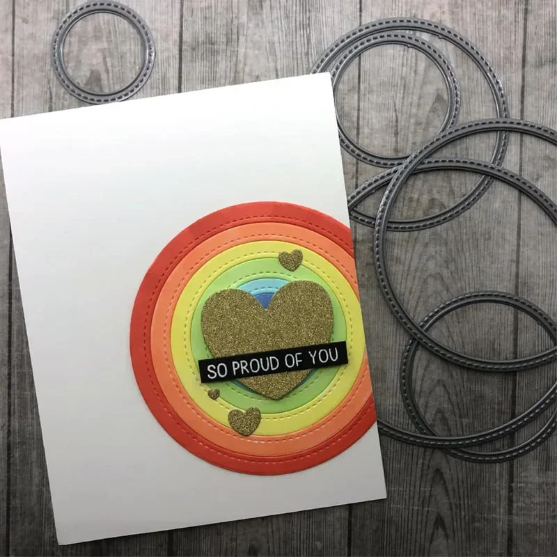 You ARE LOVED English Chinese Words Metal Cutting Dies Scalloped Circle Slimline Backdrop Dies DIY Scrapbooking Paper Card Craft