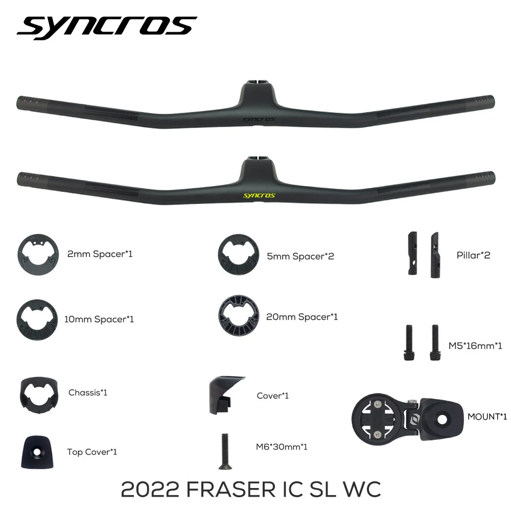 Syncros Full Carbon IC SL WC 740-780mm MTB Integrated Cockpit Handlebar -20° BMX Racing Bike UD Matte Bike Handle Bars