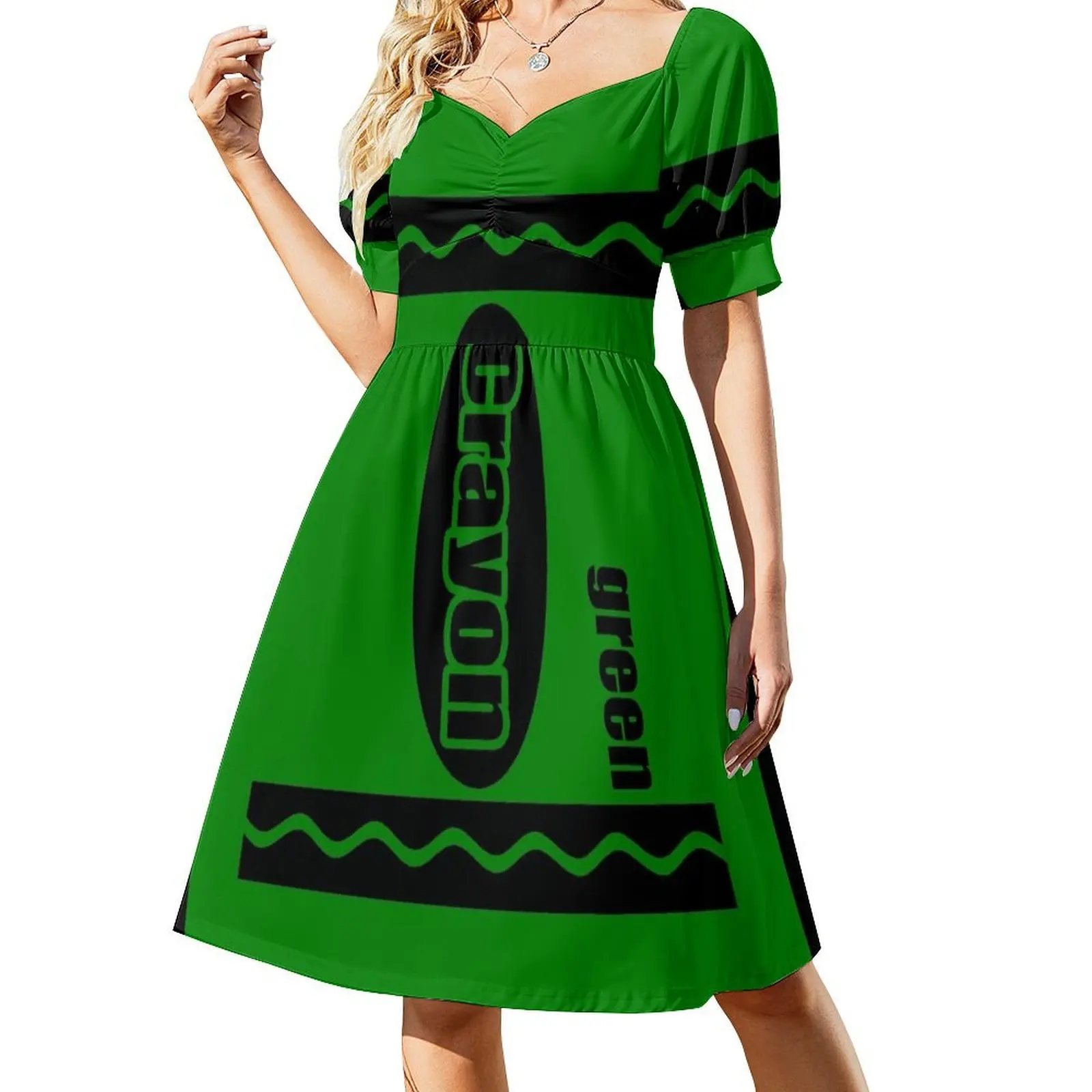 

Green Crayon Costume for Women Men Green Crayon Costume Short-Sleeved Dress Dress woman Beachwear