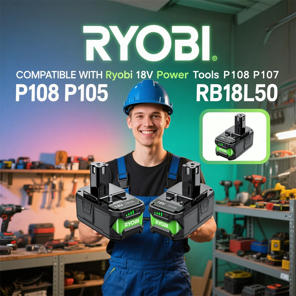 

Новая аккумуляторная батарея Roybi 18 В 6000 мАч, для Ryobi One 18 В, замена P108 P104 P107 P103 P105 P109, литий-ионный аккумулятор для электроинструментов