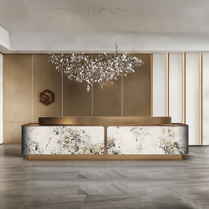 

Company front desk reception desk simple beauty salon hotel club bar training institution sales department checkout page