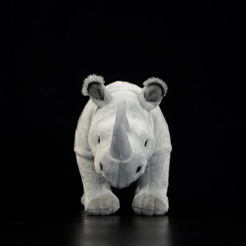 Original Cute Stuffed White Rhinoceros Plush Toy Soft Simulation Ceratotherium Simum Doll Lifelike Animal Model Adult Gift