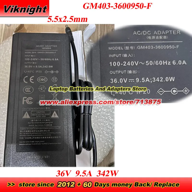 

Genuine GM403-3600950 AC Adapter For GVE 36V 9.5A 342W Power Supply with 5.5x2.5mm Tip Power Adapter Charger