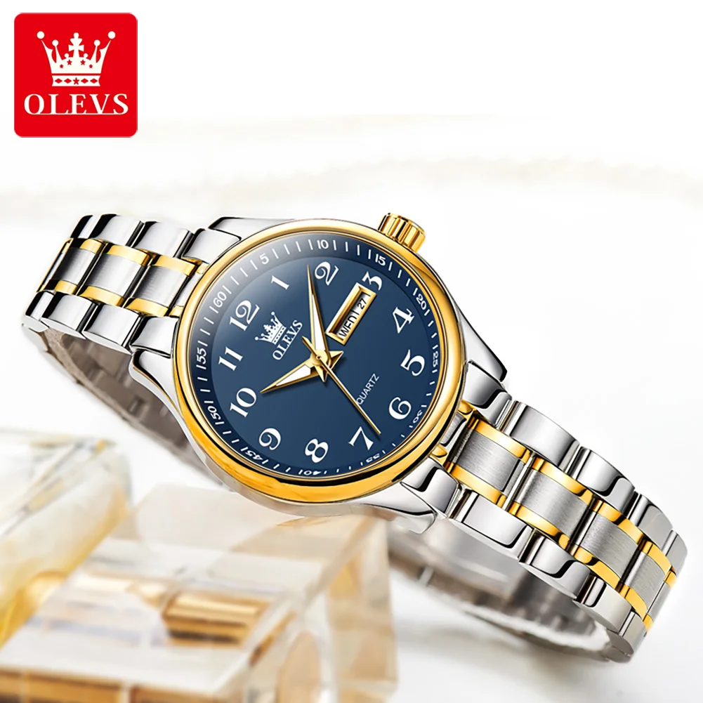 OLEVS Quartz Women Watch Gold Silver Luxury Waterproof Stainless steel Classic Date Digital Watch Original Ladies Watch Jewelry