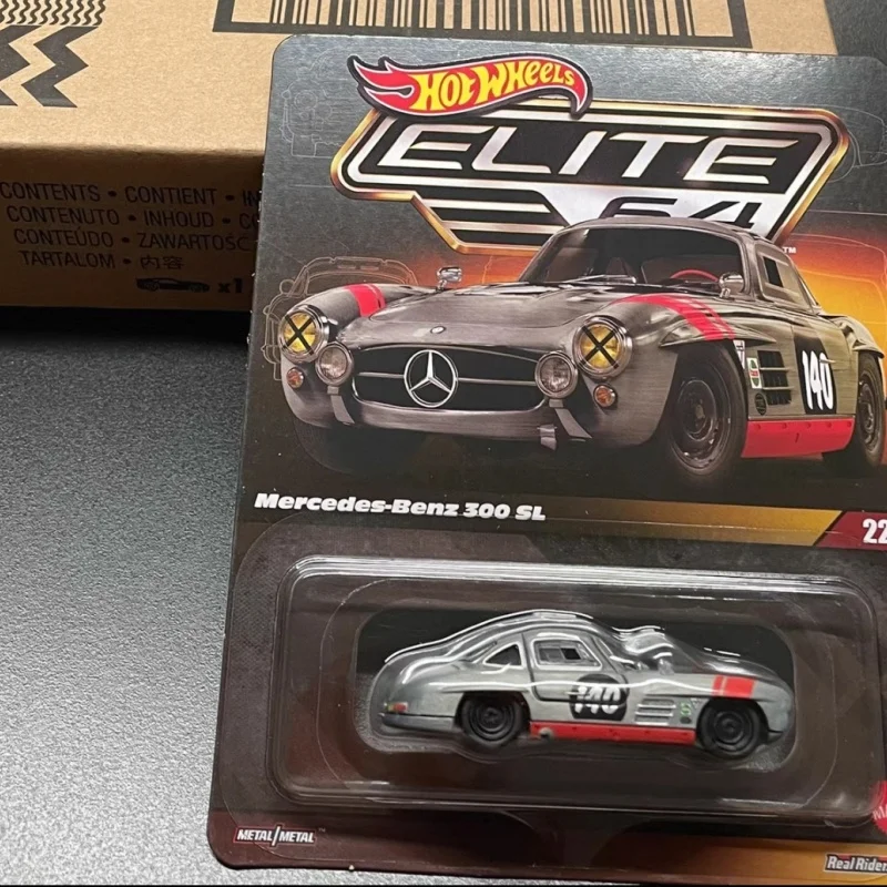 Genuine Hot Wheels Elite 64 Mercedes Benz 300 SL Full Metal Alloy Diecast Car Model Openable Door Real Riders For Collector Gift