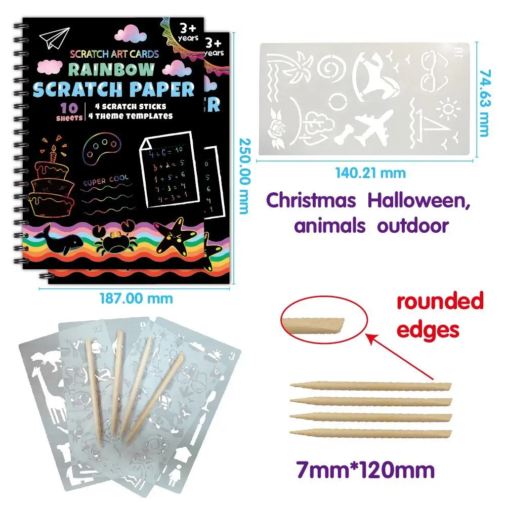 Creatief Kleurrijk Regenboog Krasboek Geen geur Gladde kleur Tekenpapier Neoterisch Veilig Glitzy Paper Note Kinderen