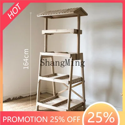 

DSA Solid Wood Flower Rack Shelf Decoration Exhibition Vintage Grocery Garden Balcony