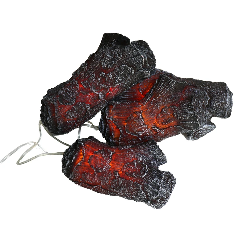 1 Set 3D-Harz-Holzkohle-Lampe, simulierte Holzkohle-Streifen, Kamin-Dekorationszubehör, LED-Carbon-Feuerlicht zur Dekoration – Detail 15
