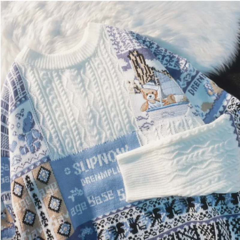 New Autumn and Winter Sweater for Women Thickened Loose and Fashionable Round Neck Long Sleeves Versatile Knitted Sweater