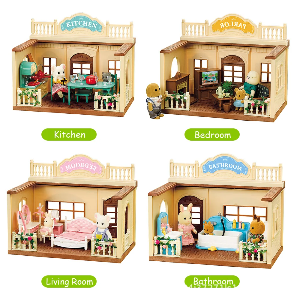 

Doll House Mini Furniture Miniature Kitchen Scene Play House Toys Simulation Cabinets Tableware Figures Birthday Gifts Girls