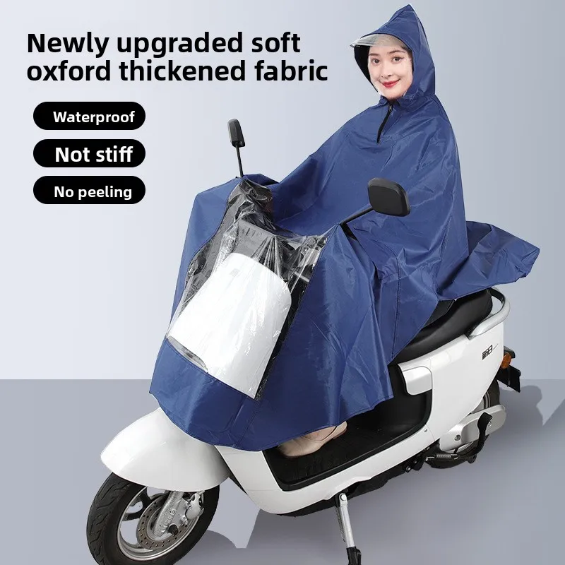 Thickened and Extended Raincoat for Adult Single Rider – Suitable for Electric Bicycles, Electric Motorcycles and Motorcycles