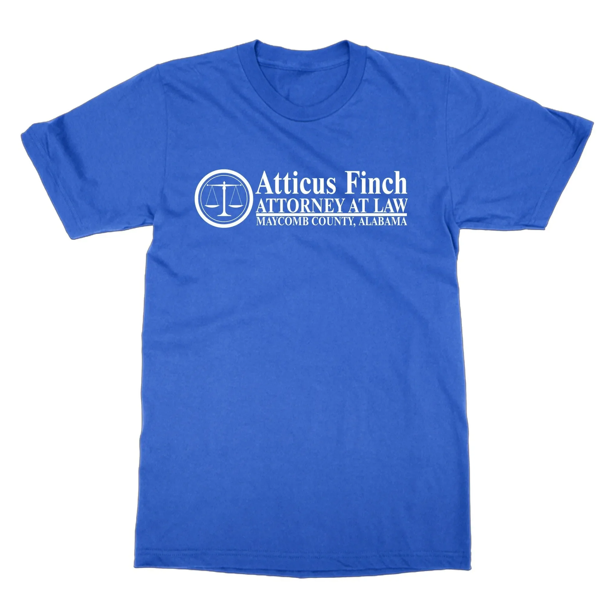 

Atticus Finch Attorney at Law T Shirt English literature text To Mill a Mockingbird lawyer top world book day tee