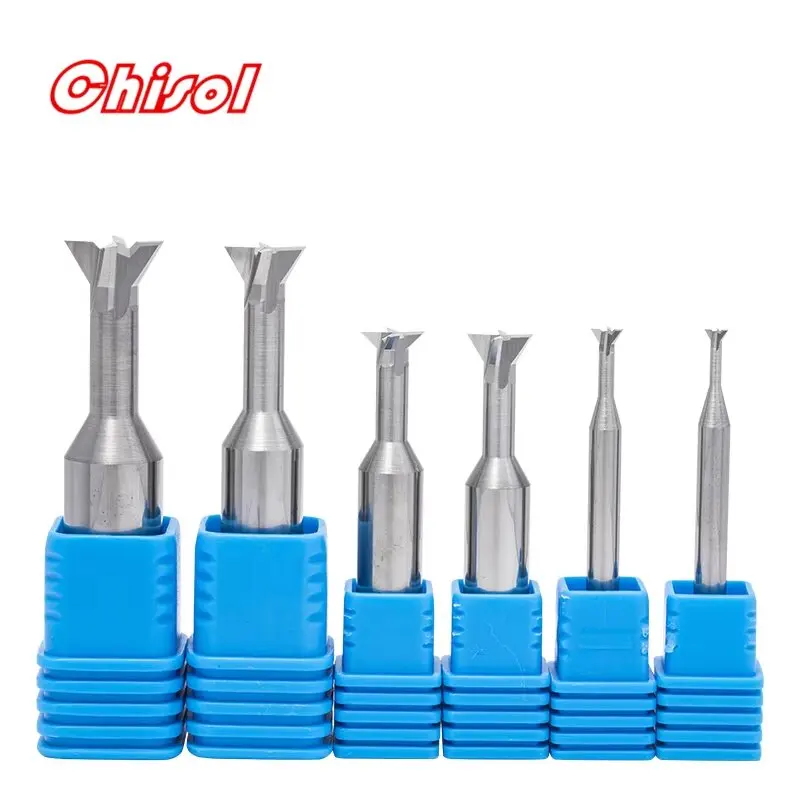 

HRC55 сплав карбида вольфрама, прямой хвостовик, фрезы «ласточкин хвост», инструменты 45, 60, 75 градусов для обработки канавок в стиле сухого хвоста