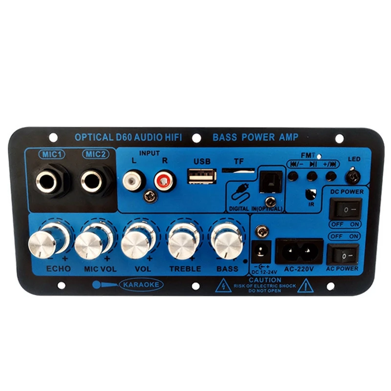 Scheda amplificatore digitale Bluetooth per auto Doppio microfono Amplificatore stereo Bluetooth 5.0 Subwoofer Karaoke Amplifier-A22K