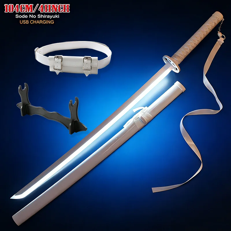 

104Cm LED Light Up Cosplay Sode No Shirayuki Sword Katana Japanese Anime Free Toy Sword Holder Belt