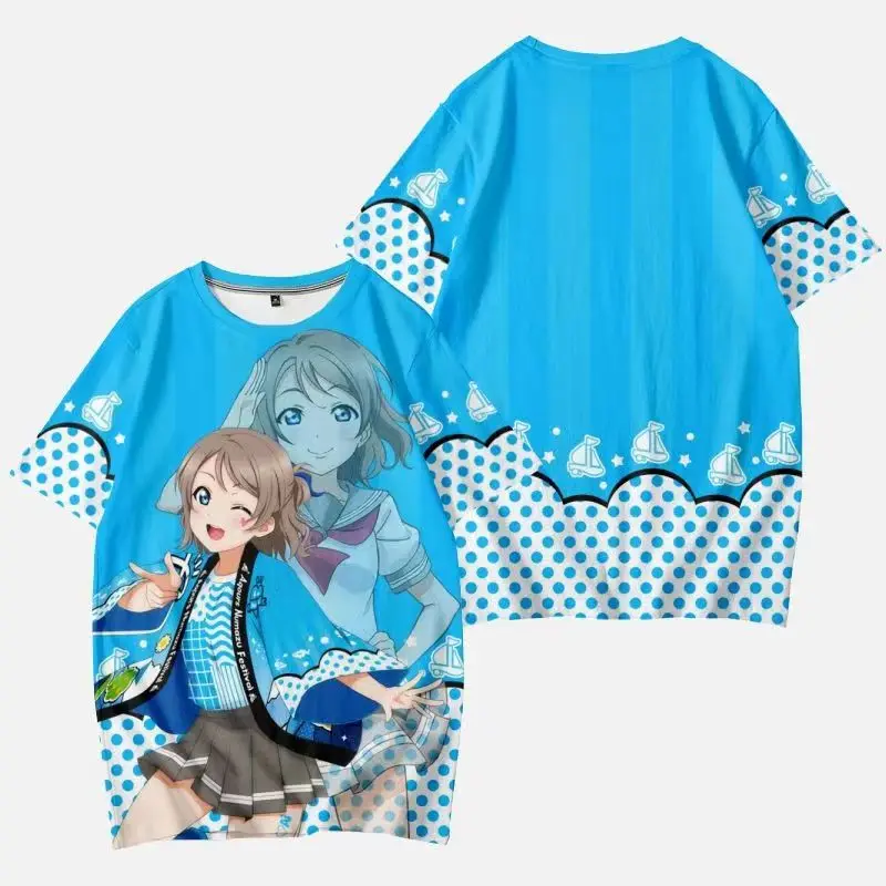 Anime Love Live Sunshine 3D T Shirt Women Men Takami Chika Sakurauchi Riko Kanan Matsuura Kurosawa Dia Cosplay Graphic Tees