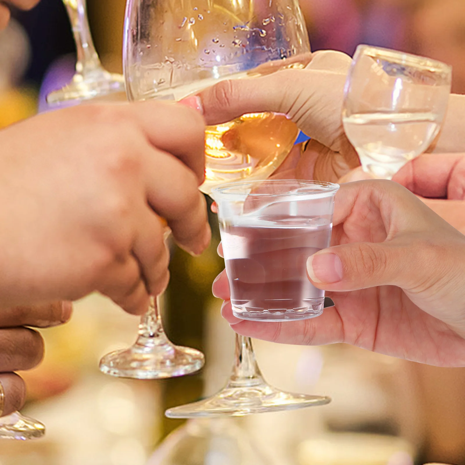 

100pcs Plastic Tasting Clear Party Beverage Cups For Weddings Multi-Function Hard Disposable Cups For Home Restaurant Use