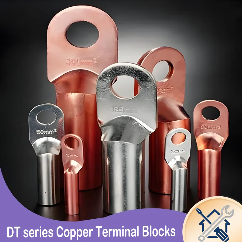 

1-50pcs Copper Wire Terminal Block DT-10/16/25/35/50 Crimp Terminals Battery Cable Soldered Crimp Lugs Connector for Car Auto