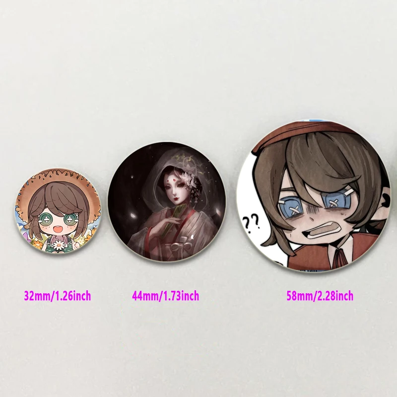 58mm Game Anime Identity V Pins Asymmetric Competitive Mobile Game Badge Breastpin for Backpack Clothes Handmade Gift Brooches