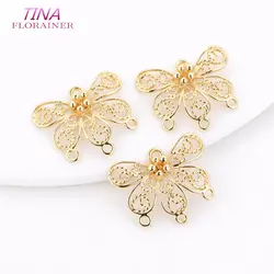 17.5×22MM 14K Gold Color Plated Butterfly 4 Holes Connect Charms Pendants Jewelry Making Supplies Diy Accessories