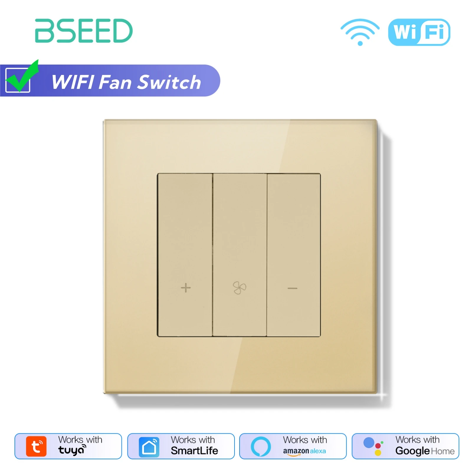 

BSEED Wifi Blind Curtain Fan Speed Switches Click Buttons Dimmer Switch For Tuya Smart Life App Google Home Alice Alexa