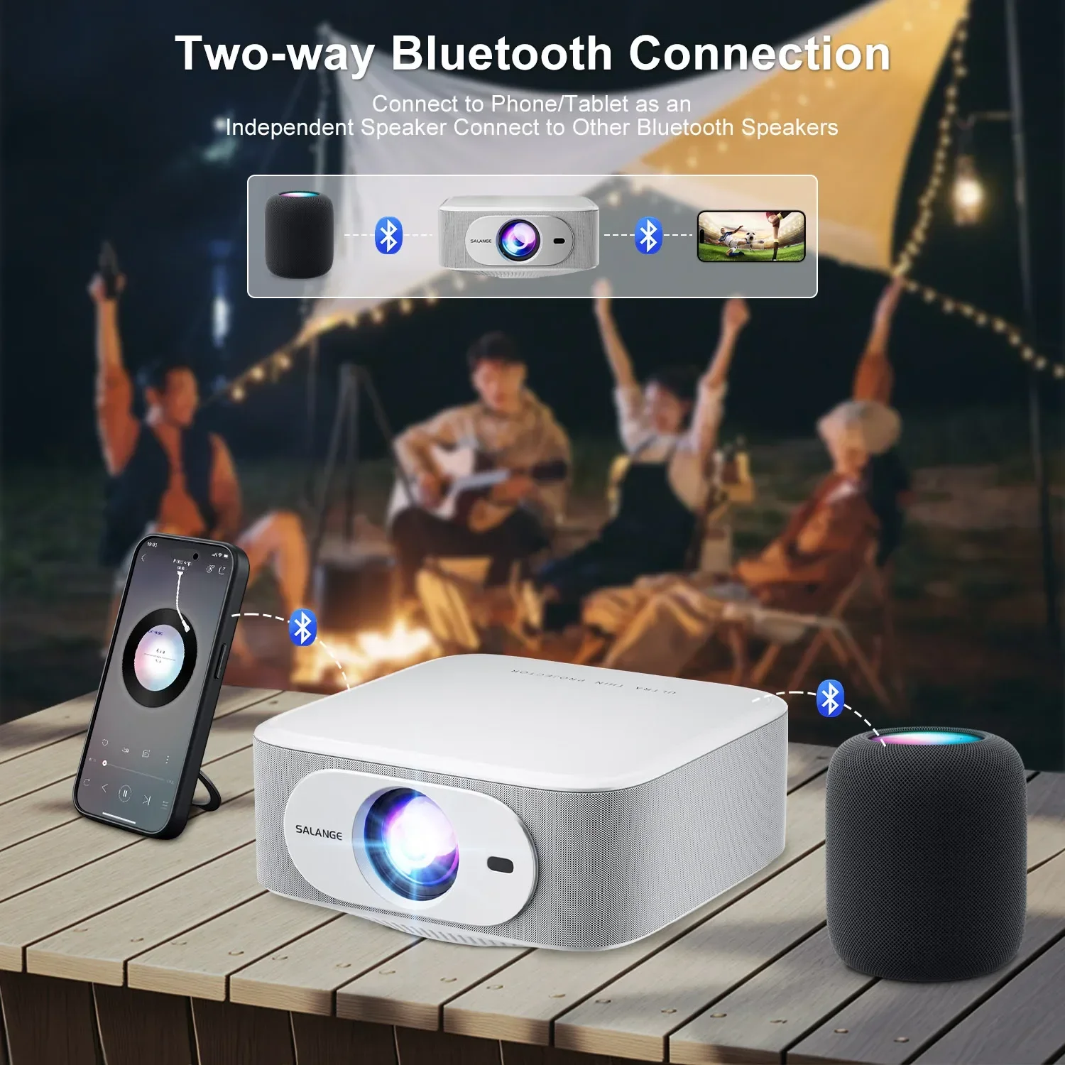 جهاز عرض Salange الرسمي Netflix الأصلي 1080P 4K جهاز عرض Android 13، WiFi Bluetooth 5.2 التركيز الإلكتروني والتصحيح التلقائي