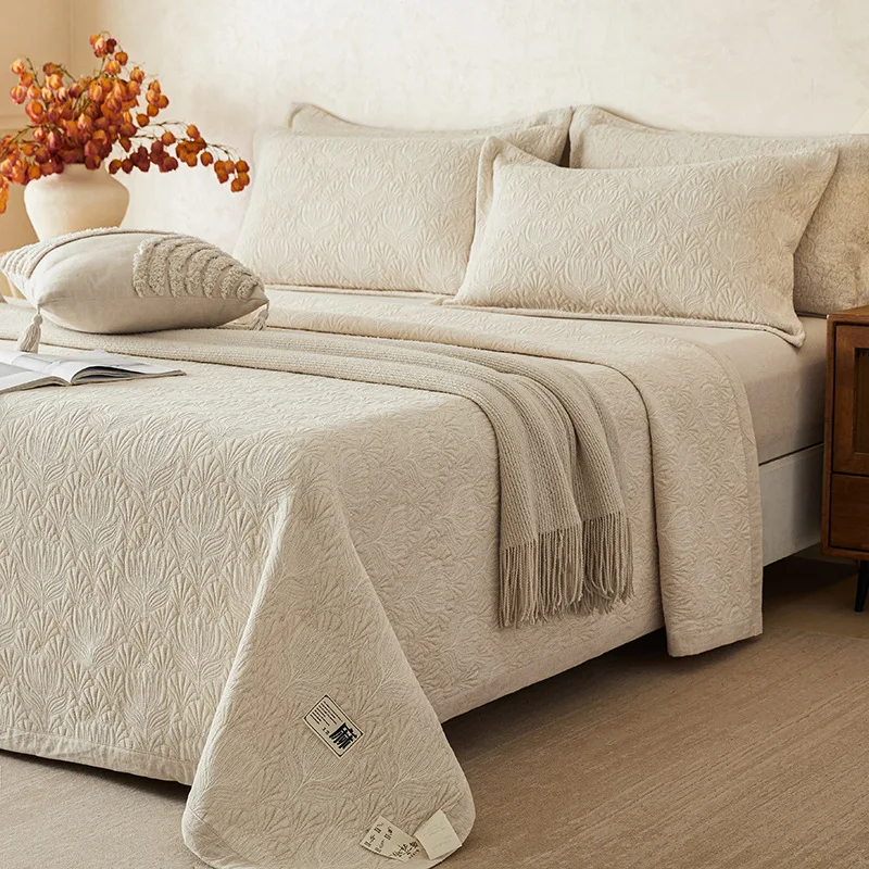 Luxury 3-Piece Quilted Bedspread Set, A Grade Cotton Linen Gauze Coverlet, Use as Bed Cover or Blanket for All-Season Home Decor
