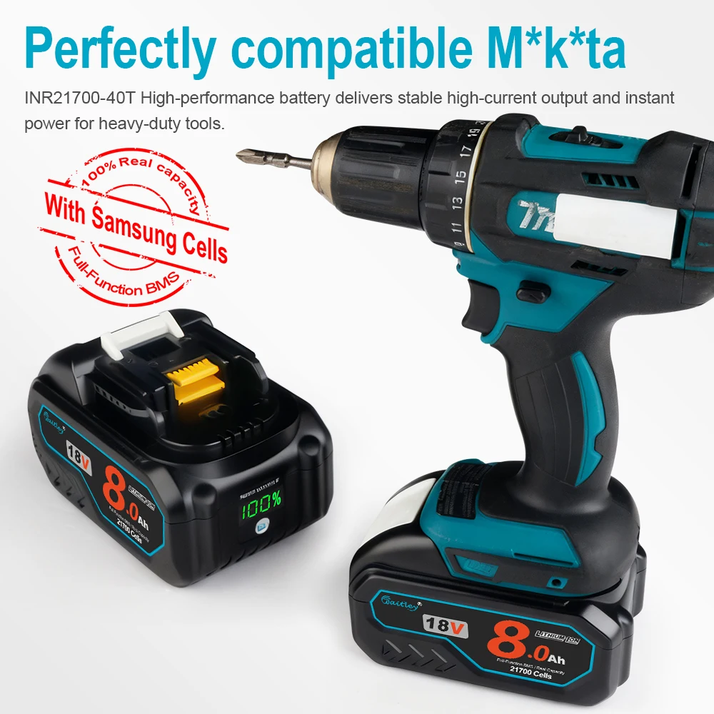 삼성 INR 21700 셀이 포함된 Makita 18V 전동 공구용 Waitley 강력한 배터리/충전식 배터리 교체 액세서리