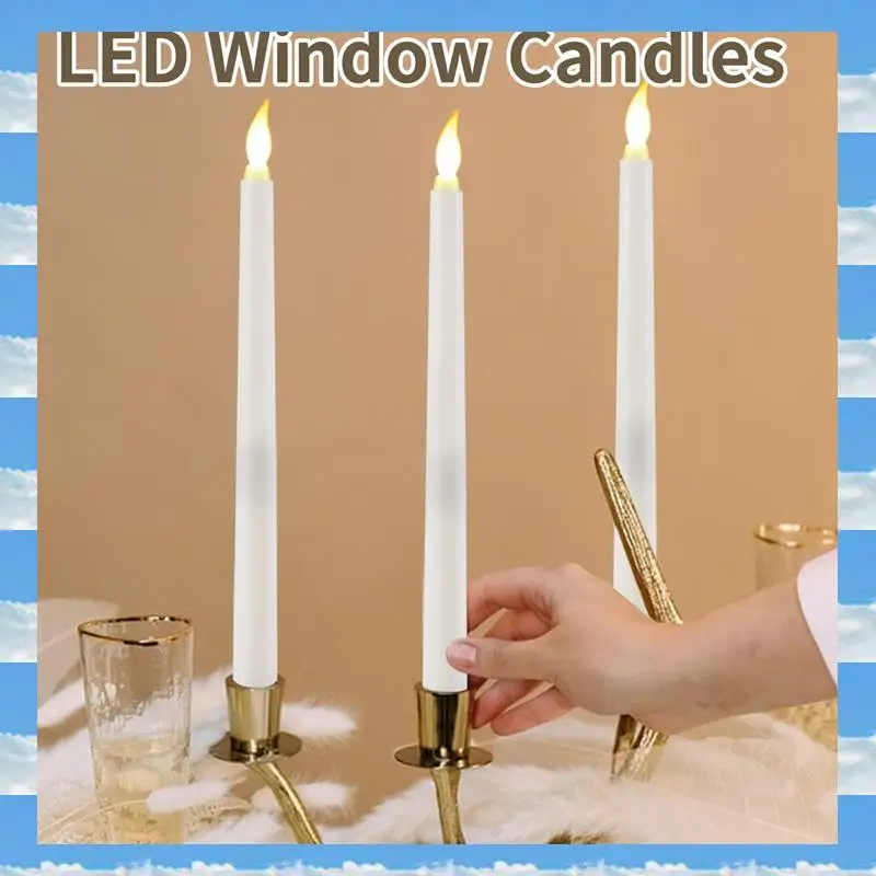 

A11I 6Pcs Flameless Taper Candles Flickering With 10-Key Remote Timer, Battery Operated LED Candlesticks Window Candles