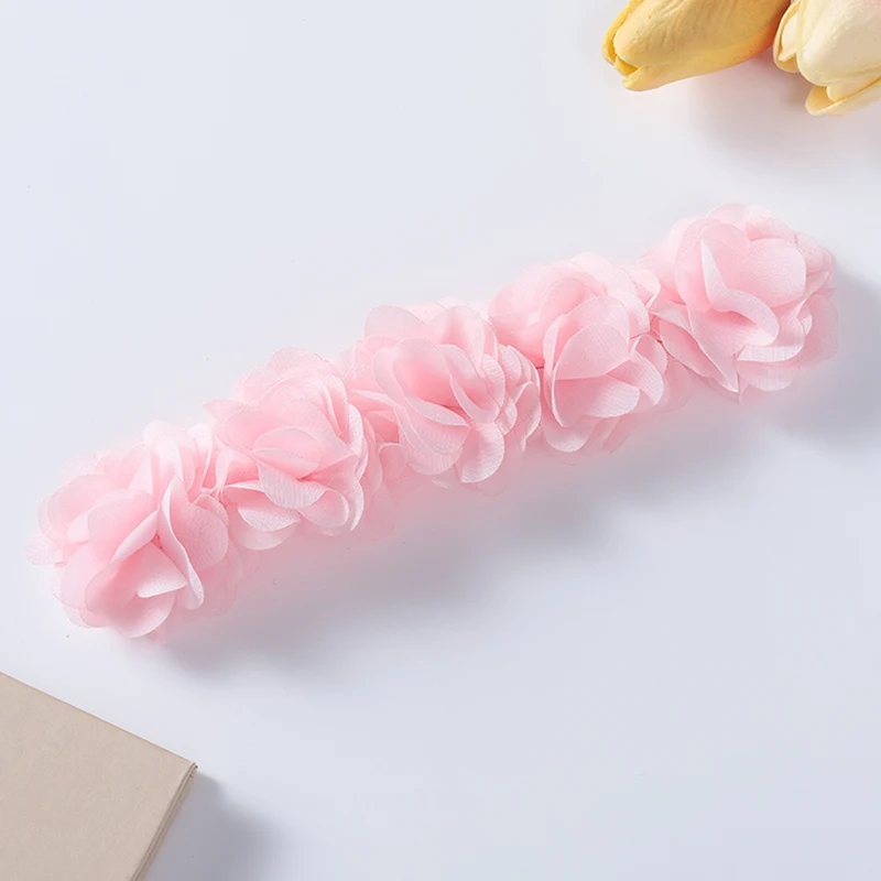 Solid Color Baby Flower Headband Pink Chiffon Hair Bands Handmade Headwear Hair Accessories for Kids Children Newborn Toddler