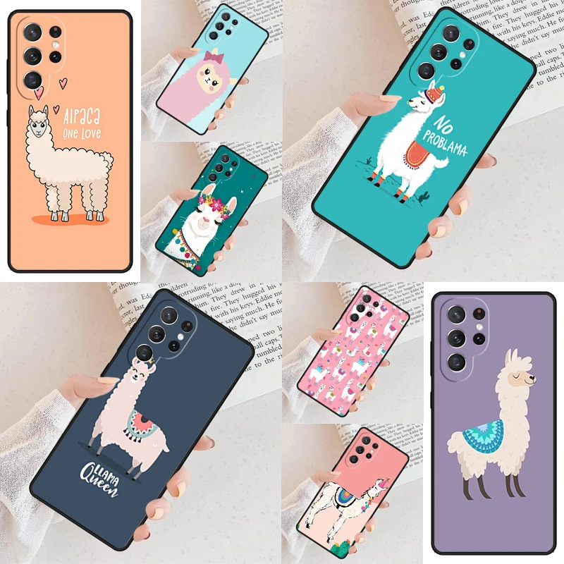 Lama Llama Alpacas Animal Phone Case For Samsung Galaxy S24 S23 S22 S21 Ultra S10 Note 10 Pro S20 Plus FE S9 S8 Cover